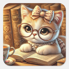 "O Encanto Felino: Guardiões de Mistérios e Carinh Quadratischer Aufkleber