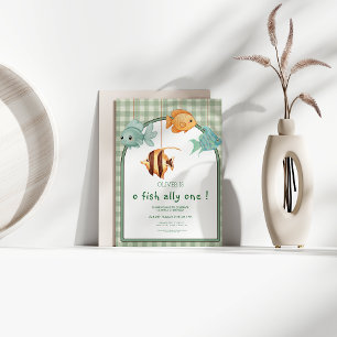 o Fisch allein Junge 1. Geburtstag Einladung