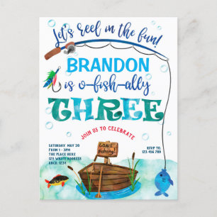 O-Fisch-Ally, Little Fisherman, Angeln 3. Birthda Einladungspostkarte