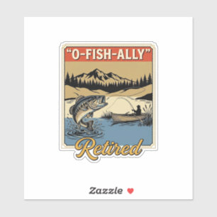 O-Fisch-ally Ruhestand Vintage Angelshirt Design_1 Aufkleber