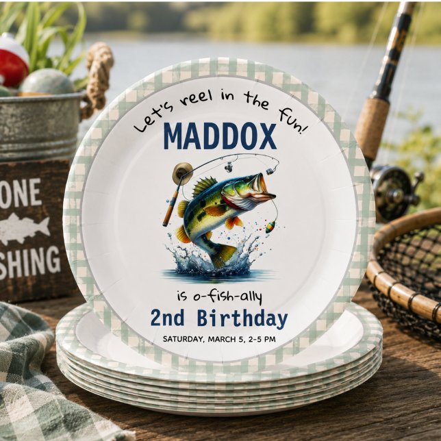 O-Fisch-Ally Two Fishing 2. Geburtstag Pappteller (O-Fish-Ally Two Fishing 2nd Birthday Paper Plates)