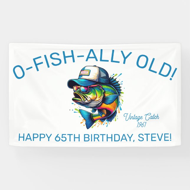 O-Fisch-Alt! Bunte Fische Geburtstag Banner (Horizontal)