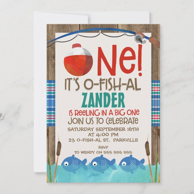 O Fisch eins Geburtstagsfeier Einladung (Vorderseite)