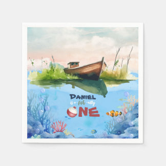 O-Fisch-One Fishing 1. Geburtstag Papier Napkin Serviette
