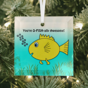 O-Fisch Phantastischer Cartoon Fisch Ornament Aus Glas