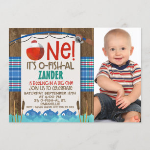 O Fischallein ein Foto Geburtstagsfeier Einladung