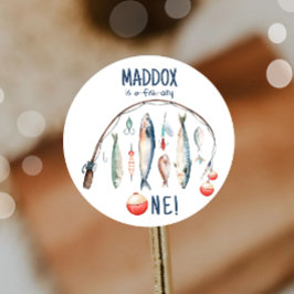 O-Fish-Ally der große blaue Junge zum Geburtstag Runder Aufkleber