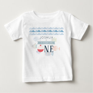O-fish-ally ein angelnder Junge Weißer 1. Geburtst Baby T-shirt