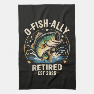 O-Fish-Ally Im Ruhestand 2026 Fischer Angeln Geschirrtuch