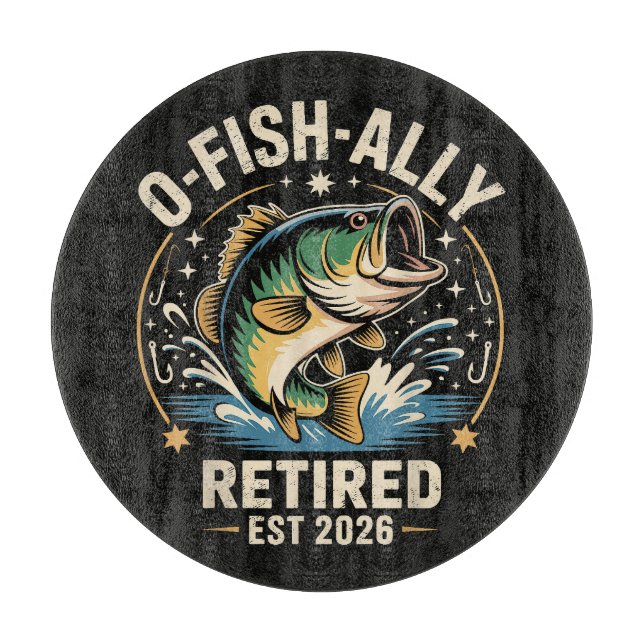 O-Fish-Ally Im Ruhestand 2026 Fischer Angeln Schneidebrett (Vorderseite)