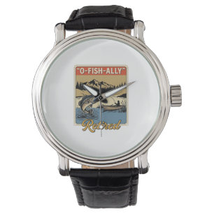 O-Fish-Ally Im Ruhestand Vintage Angler-Shirt Desi Armbanduhr