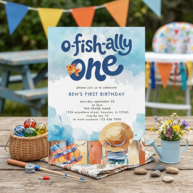 O-fish-ally One Fisherman Boy 1st Birthday Einladung (Von Creator hochgeladen)