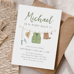 O-Fish-Ally One Fishing 1. Geburtstag Einladung