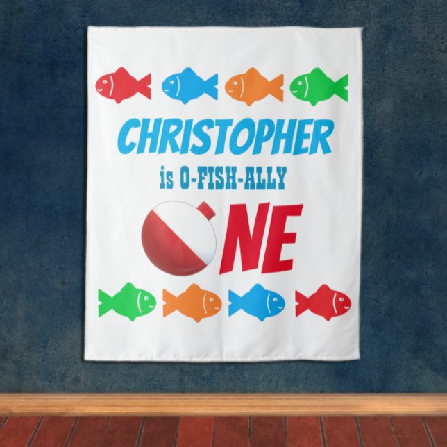 O-Fish-Ally One Fishing 1. Geburtstag Wandteppich (Von Creator hochgeladen)