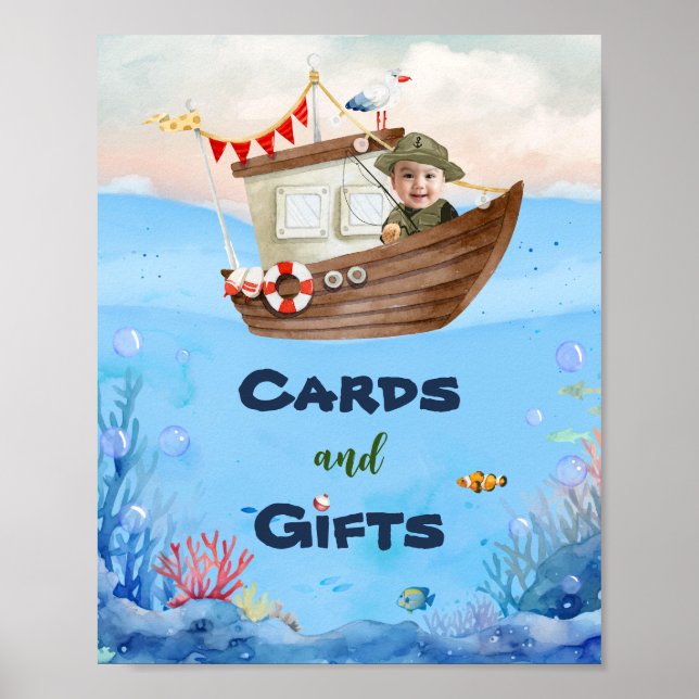 O-fish-ally One Fishing 1st Birthday Sign Poster (Vorne)