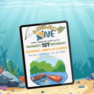 O-FISH-ALLY ONE Geburtstagsparty Einladung
