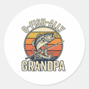 O-Fish-Ally Opa-Angeln Vintage-Shirt-Design_1 Runder Aufkleber