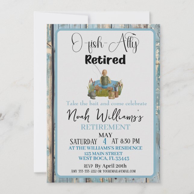 O-Fish-ally Remüde Funny Fisherman Retirement Einladung (Vorderseite)