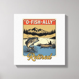 O-Fish-Ally Ruhestand Vintage Angler-Shirt Design_ Leinwanddruck