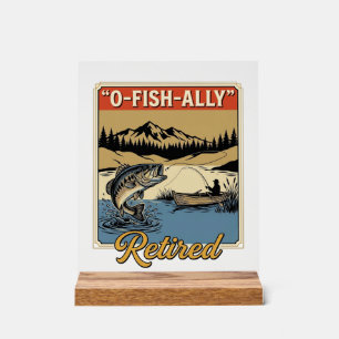 O-Fish-Ally Ruheständler Vintage Angel-Shirt Desig Acrylschild