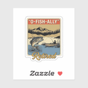 O-Fish-Ally Ruheständler Vintage Angler-Shirt Desi Aufkleber