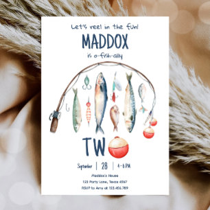 O-Fish-Ally Two Blue Boy 2. Geburtstag Einladung