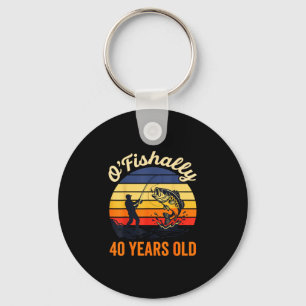 O fishally 40 Jahre alte Fischerei Retro-Sonnenunt Schlüsselanhänger