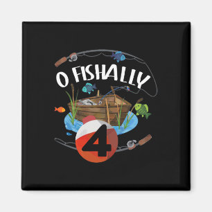 O Fishally 4 Jahre alter Fischer 4. Geburtstag Fis Magnet