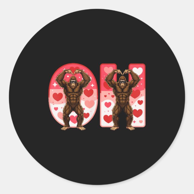 O-h Couples Matching Funny Bigfoot In Midwestern V Runder Aufkleber (Vorderseite)