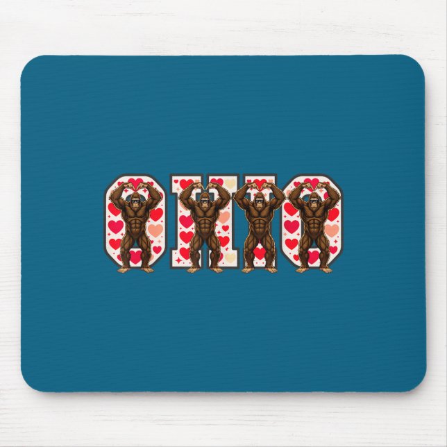 O-h-i-o Funny Bigfoot Ohio In Midwestern Valentine Mousepad (Vorne)