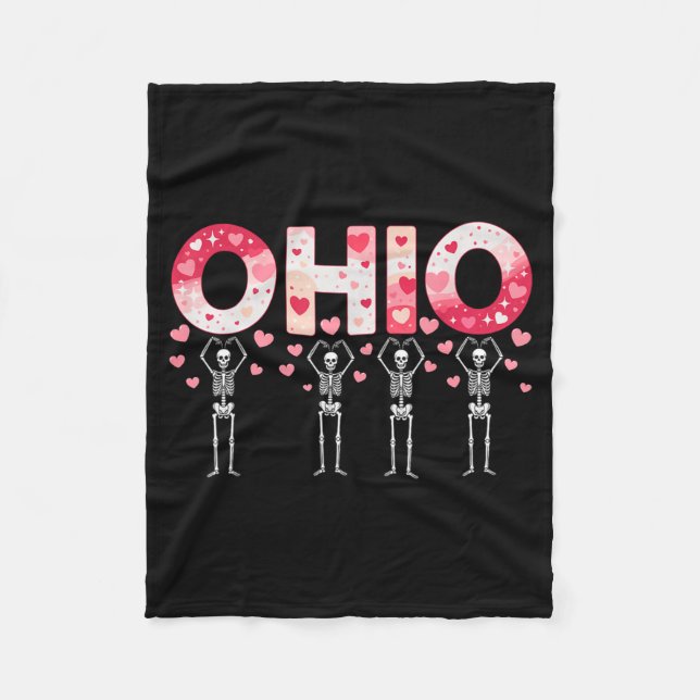 O-h-i-o Funny Skeletons Ohio In Midwestern Valenti Fleecedecke (Vorderseite)