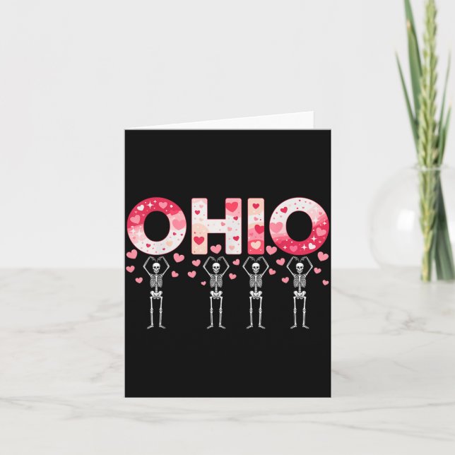 O-h-i-o Funny Skeletons Ohio In Midwestern Valenti Karte (Vorderseite)