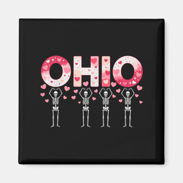 O-h-i-o Funny Skeletons Ohio In Midwestern Valenti Magnet (Vorne)
