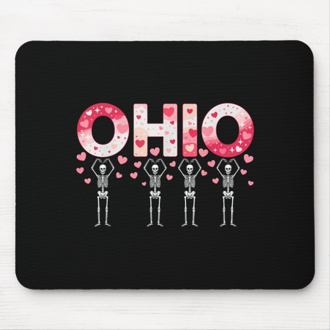 O-h-i-o Funny Skeletons Ohio In Midwestern Valenti Mousepad (Vorne)