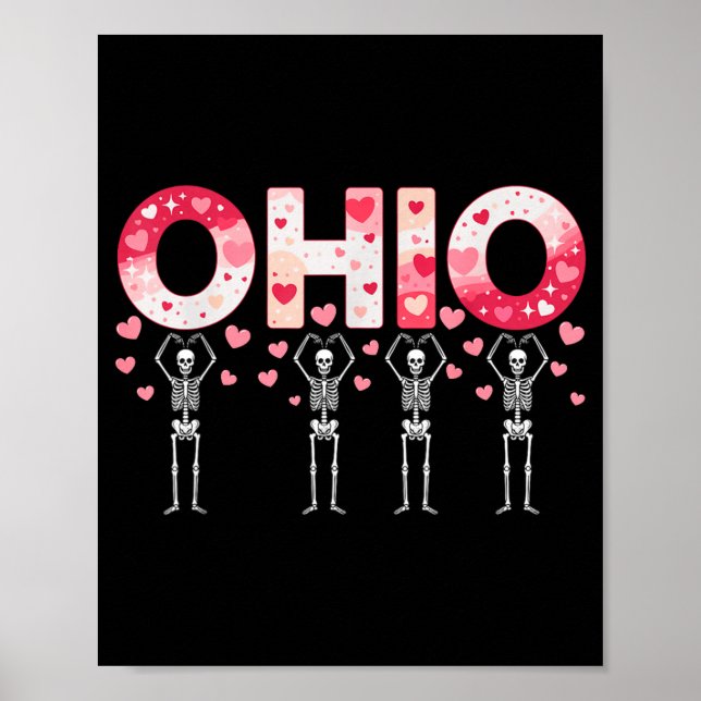 O-h-i-o Funny Skeletons Ohio In Midwestern Valenti Poster (Vorne)