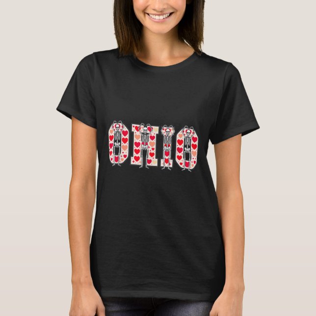 O-h-i-o Funny Skeletons Ohio In Midwestern Valenti T-Shirt (Vorderseite)
