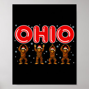 O-h-i-o Lustiger Bigfoot Ohio Vintage Weihnachten Poster