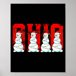 O-h-i-o Weihnachts-Schneemann Ohio Vintage und Mit Poster