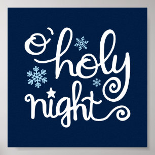 O Heilige Nacht Blaue Hand Weihnachten Poster