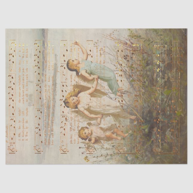 O Heilige Nacht mit Engeln Seidenpapier (Vorderseite)