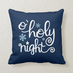 O Heilige Nacht Moderne Hand Weihnachtsblau Kissen