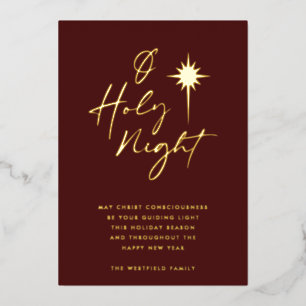 O Heilige Nacht Stern von Bethlehem Burgund und Go Folien Feiertagskarte