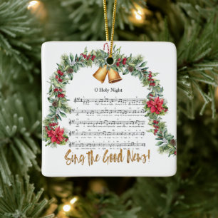 O HEILIGE NACHT Vintage Weihnachts-Nativitäts-Hymn Keramikornament