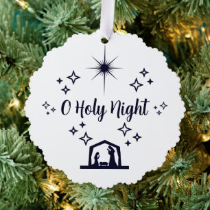 O Heilige Nacht Weihnachten Minimalistische Typogr Ornament Karte