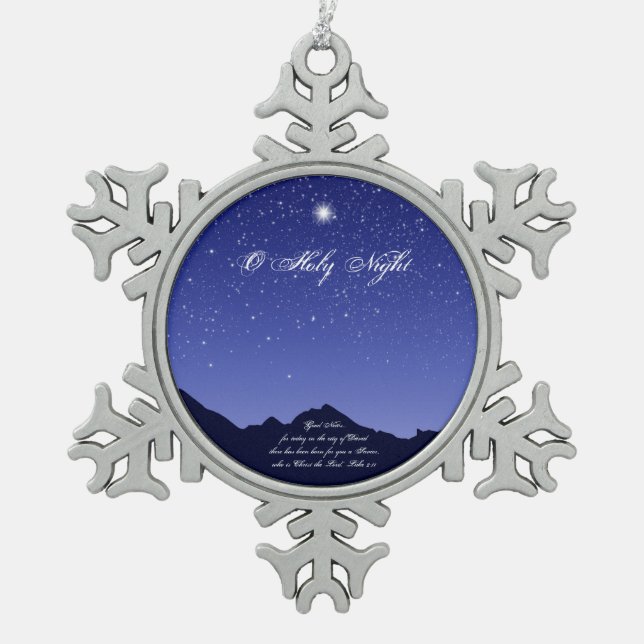 O Heilige Nacht Weihnachten Schneeflocken Zinn-Ornament (Vorderseite)