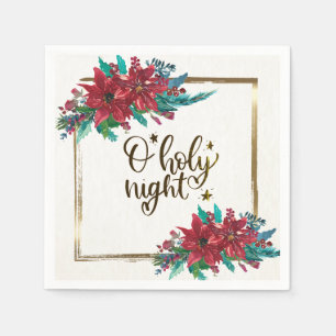 O Heilige Nacht, Weihnachts Carol Red Poinsettia Serviette