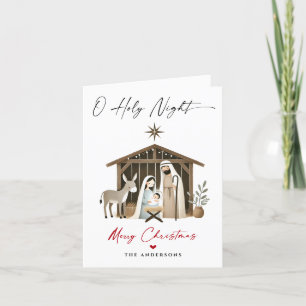 O Heilige Nacht Weihnachtskrippe Szene Familie Fot Feiertagskarte