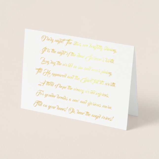 O Holy Night Song Texte Foil Christmas Card Folienkarte (Vorderseite)