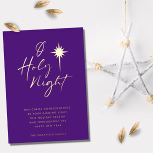 O Holy Night Star of Bethlehem Royal Purple Gold Folien Feiertagskarte