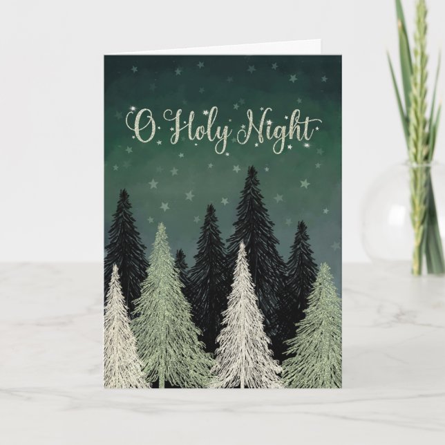 O Holy Night Trees Stars Sky Karte (Vorderseite)
